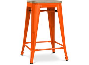 5056667042339 - Privatefloor - Barhocker im Industriedesign - Holz & Stahl - 61cm - Stylix Orange - Holz Stahl - Orange