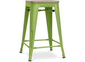 5056667042353 - Privatefloor - Barhocker im Industriedesign - Holz & Stahl - 61cm - Stylix Light green - Holz Stahl - Light green