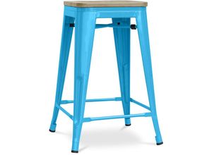 5056667042360 - Privatefloor - Barhocker im Industriedesign - Holz & Stahl - 61cm - Stylix Turquoise - Holz Stahl - Turquoise