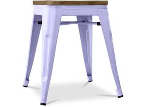 5056667047976 - Privatefloor - Hocker im Industriedesign - Holz & Stahl - 45cm -Stylix Lavander - Holz Stahl Metall Holz - Lavander