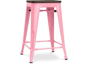 5056667048089 - Privatefloor - Barhocker - Industriedesign - Holz & Stahl - 60cm -Stylix Pink - Stahl Metall Holz Holz - Pink