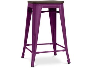 5056667048102 - Privatefloor - Barhocker - Industriedesign - Holz & Stahl - 60cm -Stylix Purple - Stahl Metall Holz Holz - Purple