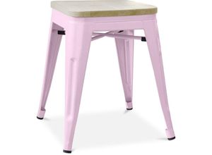 5056667048799 - Privatefloor - Hocker im Industriedesign - Holz & Metall - 45cm - Stylix Pastellpink - Holz Stahl - Pastellpink