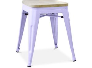 5056667048812 - Privatefloor - Hocker im Industriedesign - Holz & Metall - 45cm - Stylix Lavander - Holz Stahl - Lavander