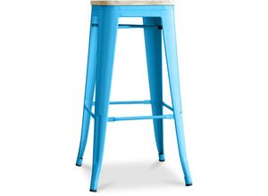 5056667049000 - Privatefloor - Barhocker - Industriedesign - Stahl & Holz - 76cm - Stylix Turquoise - Holz Stahl - Turquoise