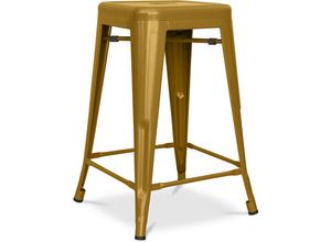 5056667049246 - Privatefloor - Barhocker im Industriedesign - Stahl matt - 60cm - Stylix Gold - Stahl Metall - Gold