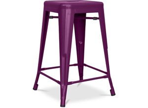 5056667049321 - Barhocker im Industriedesign - Stahl matt - 60cm - Stylix Purple - Stahl Metall - Purple