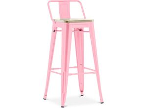 5056667050945 - Barhocker mit Rückenlehne - Industriedesign - 76 cm - Stylix Pink - Holz Stahl - Pink