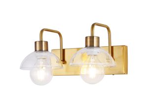 5056667051324 - Privatefloor - Wandlampe - Zwei Strahler - Yuri Gold - Glas Metall - Gold