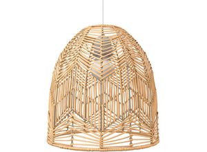 5056667059931 - Privatefloor - Rattan-Deckenlampe - Pendelleuchte im Boho-Bali-Design - Bu Leichtes Naturholz - Rattan - Leichtes Naturholz