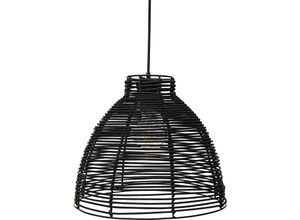 5056667060005 - Privatefloor - Schwarze Rattan-Deckenlampe - Pendelleuchte im Boho-Bali-Design - Gian Schwarz - Rattan - Schwarz