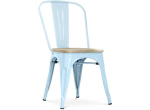 5056667062405 - Privatefloor - Esszimmerstuhl - Industriedesign - Stahl und Holz - Neuauflage - Stylix Light blue - Holz Stahl - Light blue