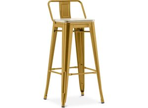 5056667067608 - Barhocker mit Rückenlehne - Industriedesign - Holz & Stahl - 76cm - New Edition - Stylix Gold - Holz Stahl - Gold