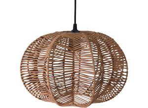 5056667084018 - Privatefloor - Deckenlampe aus Rattan - Boho-Bali-Design-Pendelleuchte - Pya Naturfarben - Metall Rattan - Naturfarben