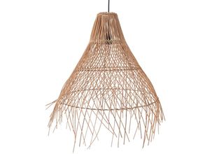 5056667084063 - Privatefloor - Rattan-Deckenlampe - Pendelleuchte im Boho-Bali-Design - Trui Naturfarben - Metall Rattan - Naturfarben