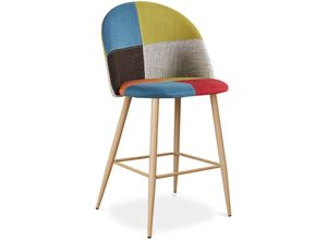 5056667091733 - Gepolsterter Hocker im Patchwork-Stil - Skandinavischer Stil - 66cm - Evelyne