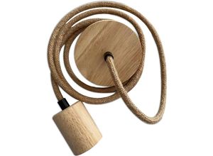 5056667098466 - Privatefloor - Pendelleuchtenkabel aus Jute und Holz - 200cm - Hanz Naturfarben - Holz Jute - Naturfarben