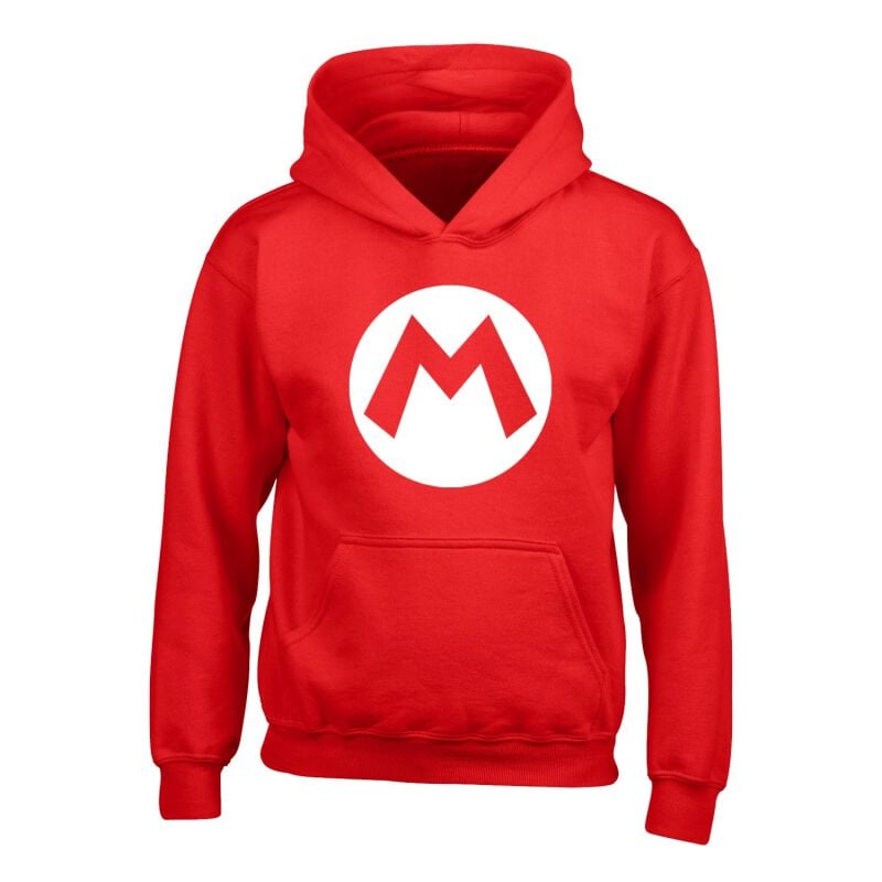 5056688525217 - Mario Badge Kapuzenpullover rot in 116