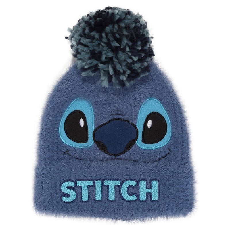 5056688525743 - Stitch Fluffy Pom Mütze blau