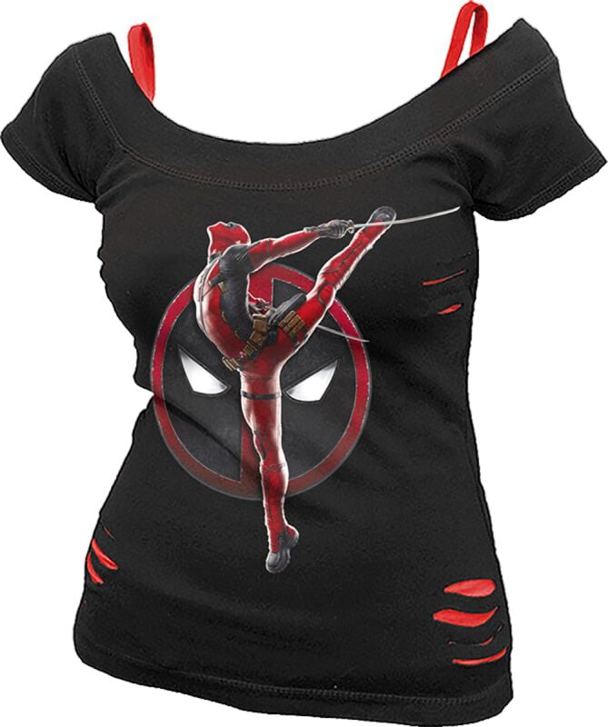 5056688592769 - - Pose - 2 in1 Red Ripped Top T-Shirt schwarz in XL 5056688592769 - - Pose - 2 in1 Red Ripped Top T-Shirt schwarz in XL