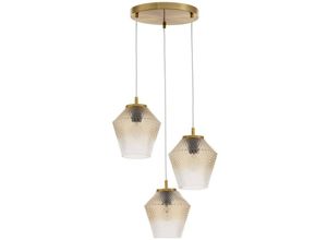 5056694105724 - Fort 3-flammige Cluster-Pendel-Deckenleuchte Cognac Shadow Glas Messing Gold Metall led E27 - Merano