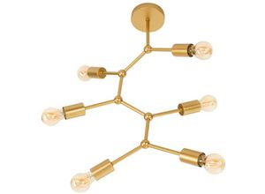 5056694106615 - Hawaii 6-flammige halbbündige Deckenleuchte mit mehreren Armen Messing Metall led E27 - Merano