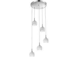 5056694110155 - Columbia 5-flammige Cluster-Pendel-Deckenleuchte Klarglas Chromfuß G9 - Merano