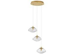 5056694118816 - Kildonan 3-flammige Cluster-Pendel-Deckenleuchte Messing Gold Metall geblasen Klarglas led G9 - Merano