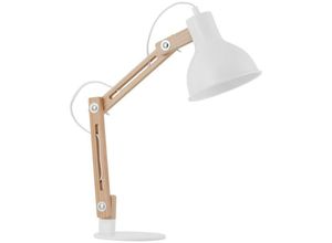 5056694119530 - Merano - Lancaster Schreibtisch-Arbeitsleuchte Mattweißes Metall Holz led E27 Ein- Ausschalten