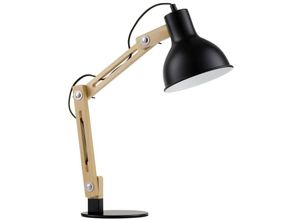 5056694119547 - Lancaster Schreibtisch-Arbeitslampe Mattschwarzes Metall Holz led E27 Schalter Ein   Aus - Merano