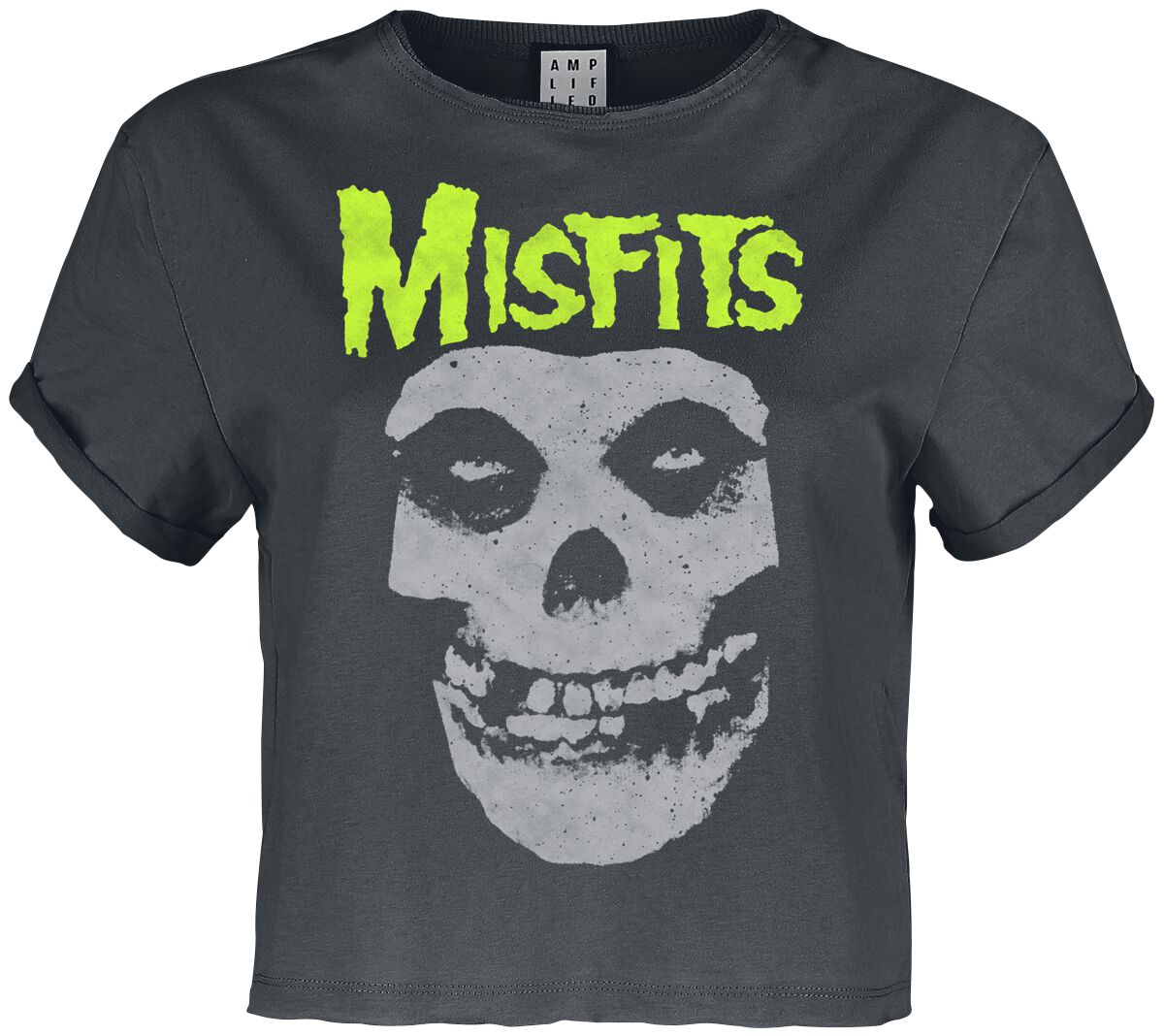 5056770090302 - Amplified Collection - Neon Skull T-Shirt charcoal in S
