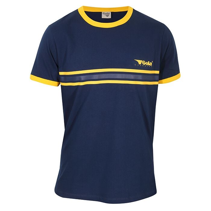 5056811530514 - Ringer T-shirt with Printed Stripes and Chest Logo Navy T-Shirt navy in S