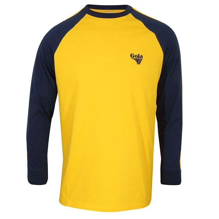 5056811530767 - Long Sleeve Raglan with Flat Knit Trim and Flock Logo - Yellow Langarmshirt gelb in M