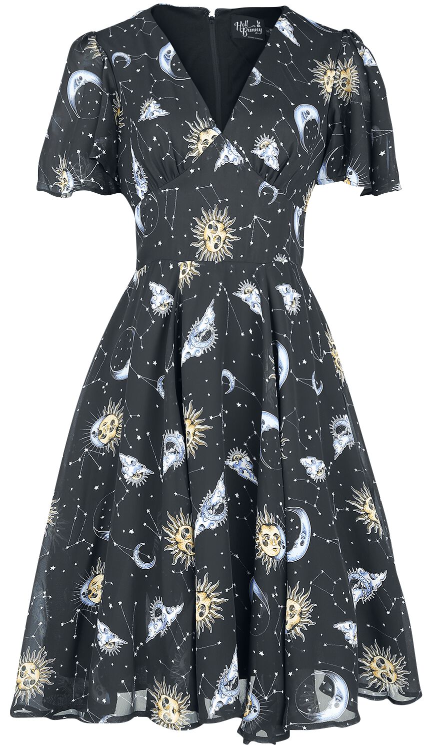 5057633052468 - Hell Bunny Solaris Dress Mittellanges Kleid schwarz in L 5057633052468 - Hell Bunny Solaris Dress Mittellanges Kleid schwarz in L