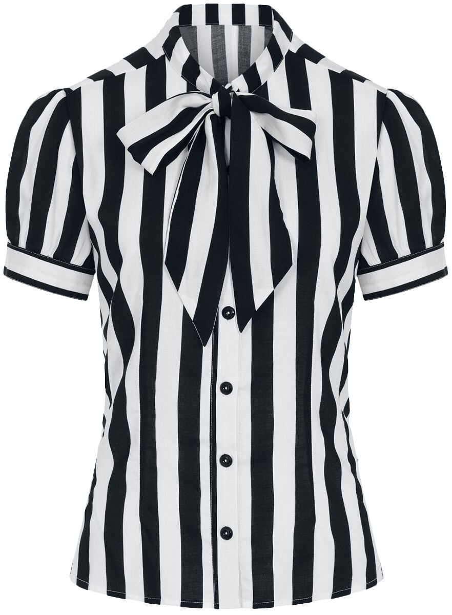5057633173637 - Hell Bunny Juno Blouse Bluse schwarz weiß in S 5057633173637 - Hell Bunny Juno Blouse Bluse schwarz weiß in S