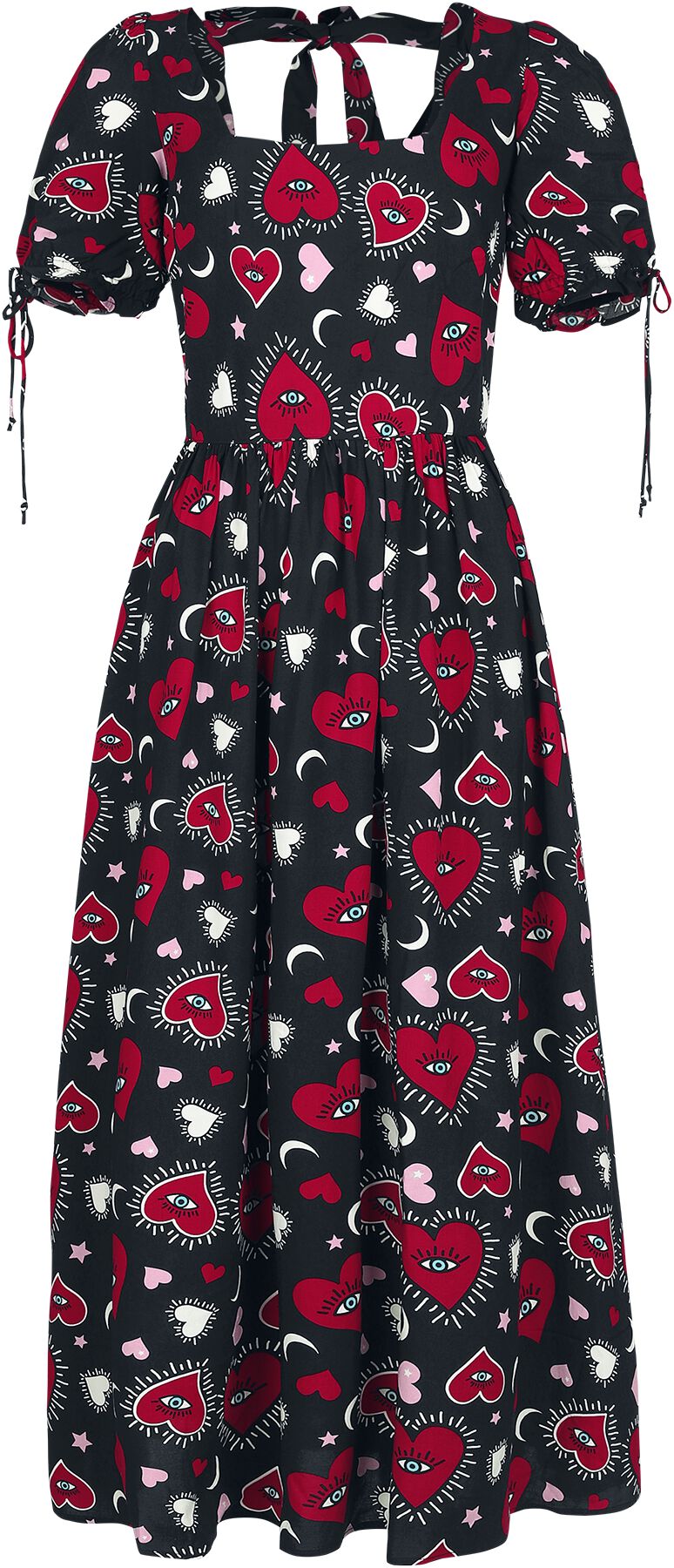 5057633296497 - Hell Bunny Kate Heart Dress Langes Kleid schwarz rot in XS