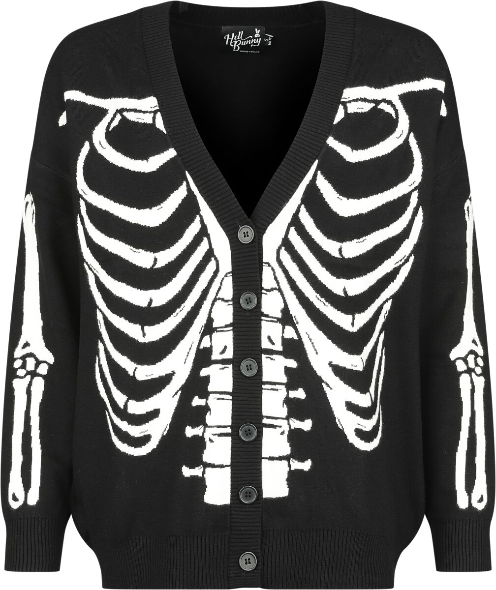 5057633311657 - Hell Bunny Skeleton Cardigan Cardigan schwarz weiß in XL 5057633311657 - Hell Bunny Skeleton Cardigan Cardigan schwarz weiß in XL
