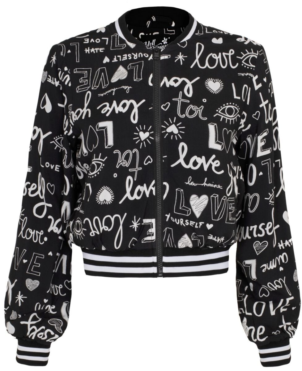 5057633321618 - Hell Bunny Love Yourself Jacket Collegejacke schwarz weiß in L