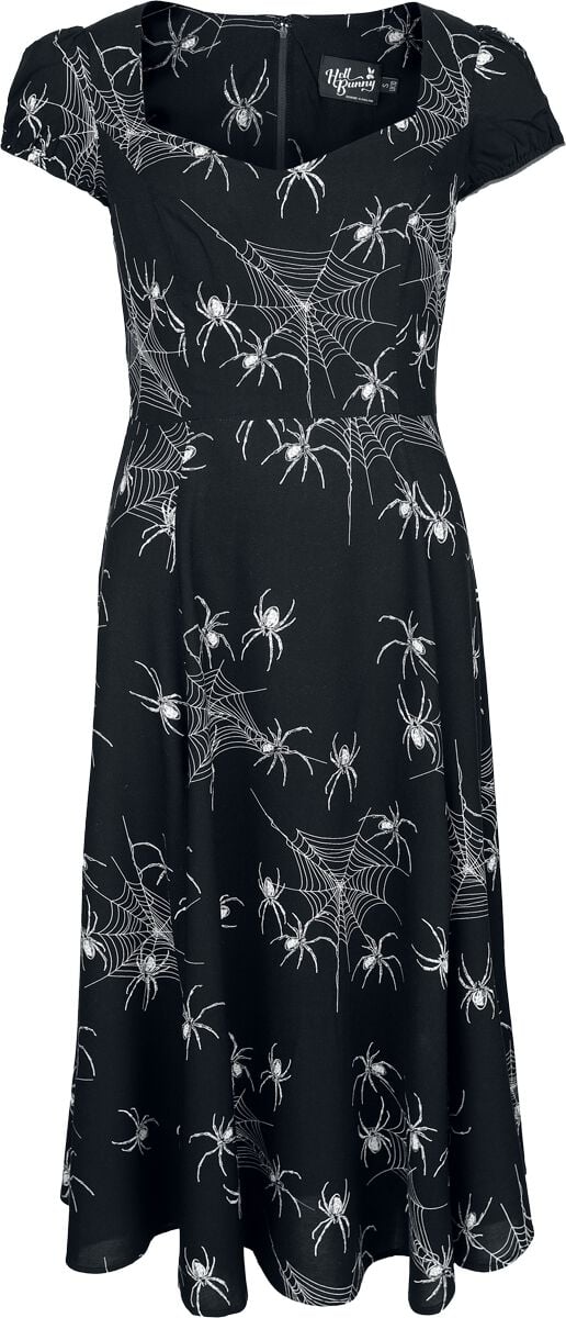 5057633330085 - Hell Bunny Grungy Spider Dress Mittellanges Kleid schwarz weiß in M 5057633330085 - Hell Bunny Grungy Spider Dress Mittellanges Kleid schwarz weiß in M
