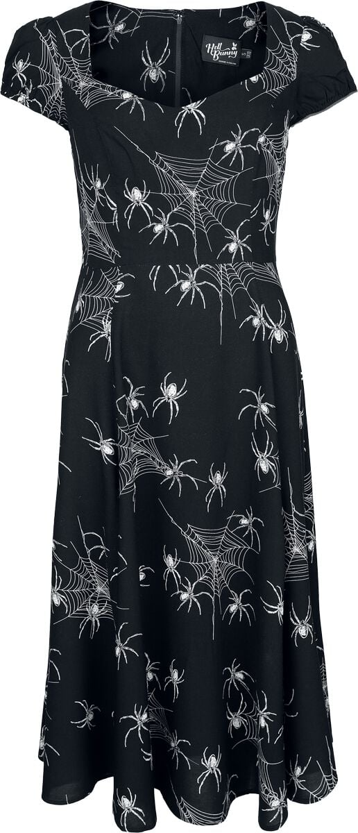 5057633330115 - Hell Bunny Grungy Spider Dress Mittellanges Kleid schwarz weiß in XXL