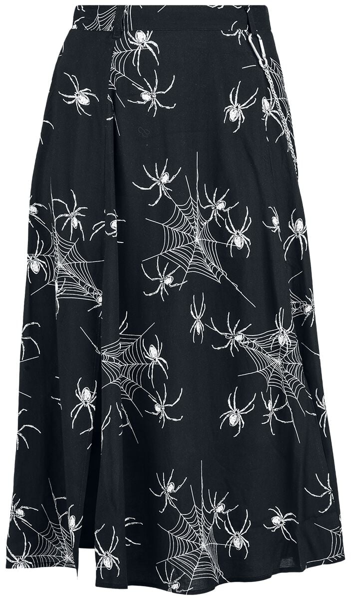 5057633330269 - Hell Bunny Grungy Spider Skirt Mittellanger Rock schwarz weiß in XS