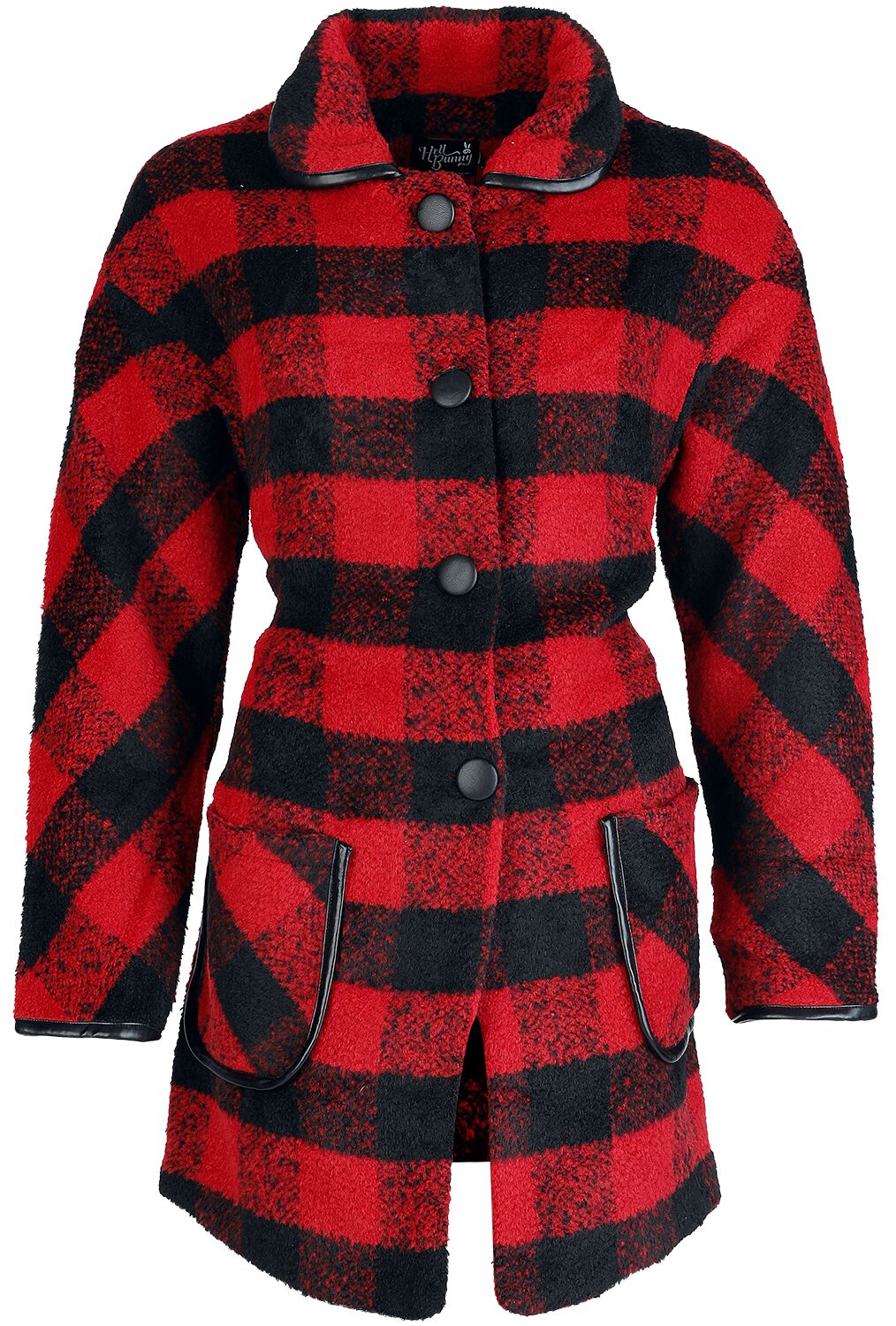 5057633332225 - Hell Bunny Manhattan Coat Mantel schwarz rot in XS