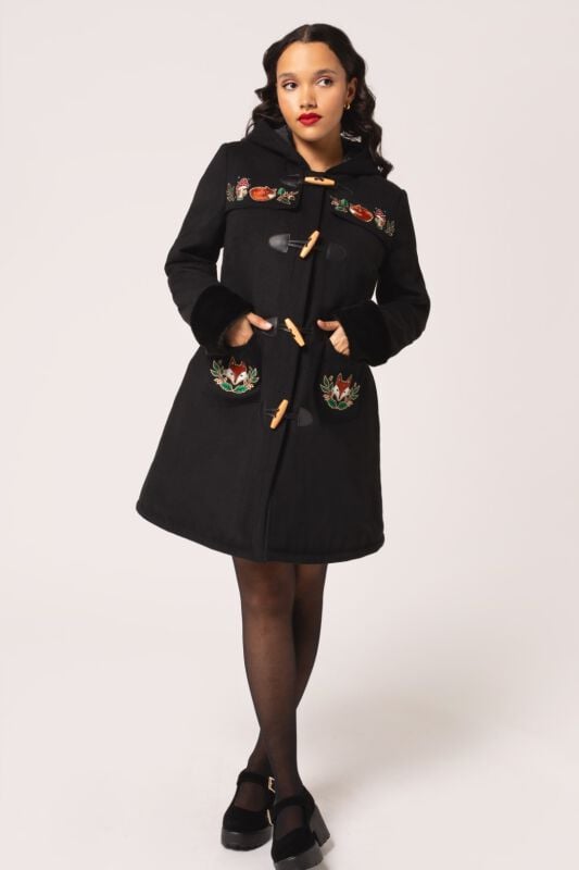 5057633333406 - Hell Bunny Basil Coat Mantel schwarz in XS