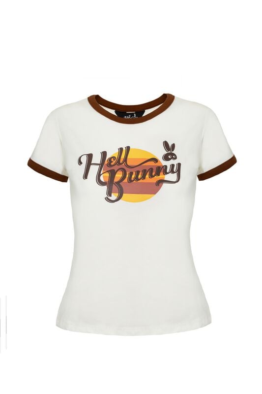 5057633337947 - Hell Bunny Charlie Top T-Shirt beige braun in XS 5057633337947 - Hell Bunny Charlie Top T-Shirt beige braun in XS