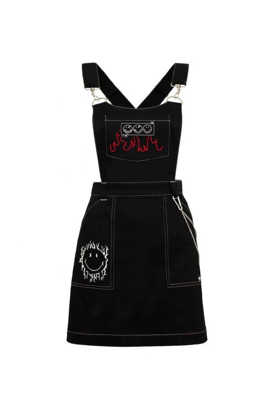 5057633338180 - Hell Bunny Hell Bunny x Smiley Originals Dylan Pinafore Dress Kurzes Kleid schwarz in XS 5057633338180 - Hell Bunny Hell Bunny x Smiley Originals Dylan Pinafore Dress Kurzes Kleid schwarz in XS