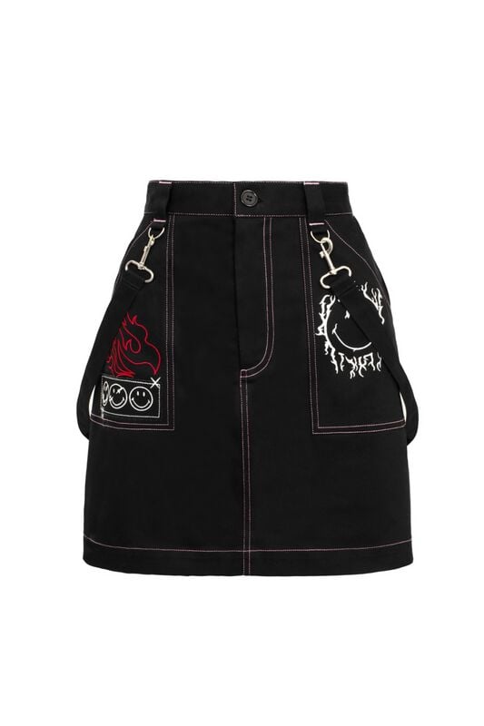 5057633338289 - Hell Bunny Hell Bunny x Smiley Originals Dylan Skirt Kurzer Rock schwarz in M 5057633338289 - Hell Bunny Hell Bunny x Smiley Originals Dylan Skirt Kurzer Rock schwarz in M
