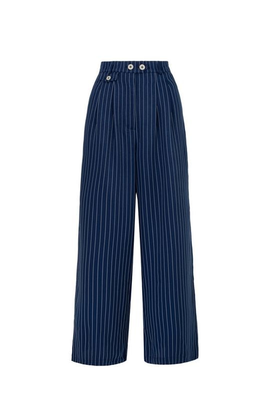 5057633340206 - Hell Bunny Costello Trousers Stoffhose blau weiß in XL 5057633340206 - Hell Bunny Costello Trousers Stoffhose blau weiß in XL