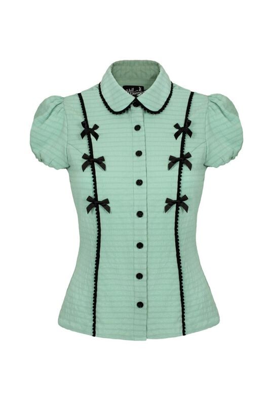 5057633340480 - Hell Bunny Casey Blouse Bluse grün schwarz in XL 5057633340480 - Hell Bunny Casey Blouse Bluse grün schwarz in XL