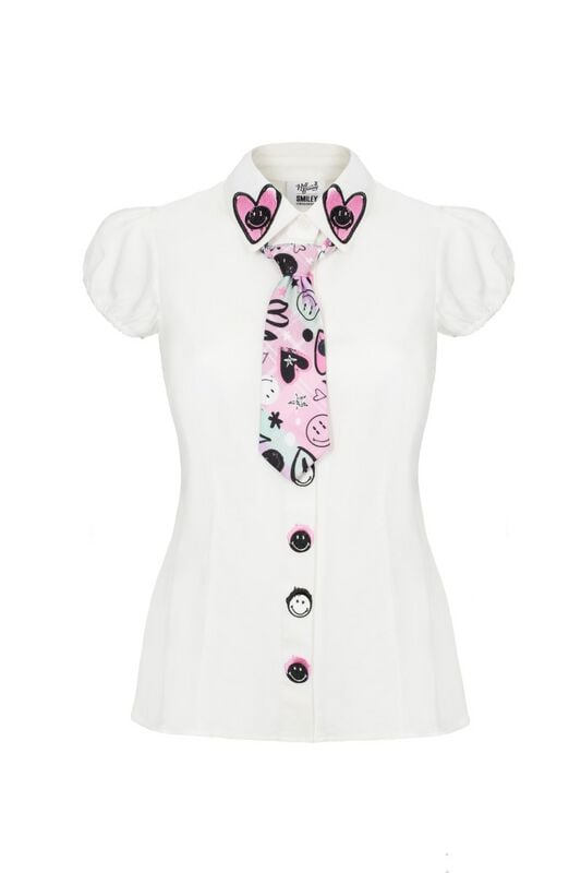 5057633343450 - Hell Bunny Hell Bunny x Smiley Originals Robbie Blouse Bluse weiß multicolor in L