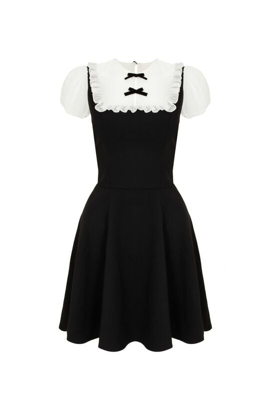 5057633344242 - Hell Bunny Alice Dress Mittellanges Kleid schwarz weiß in XS